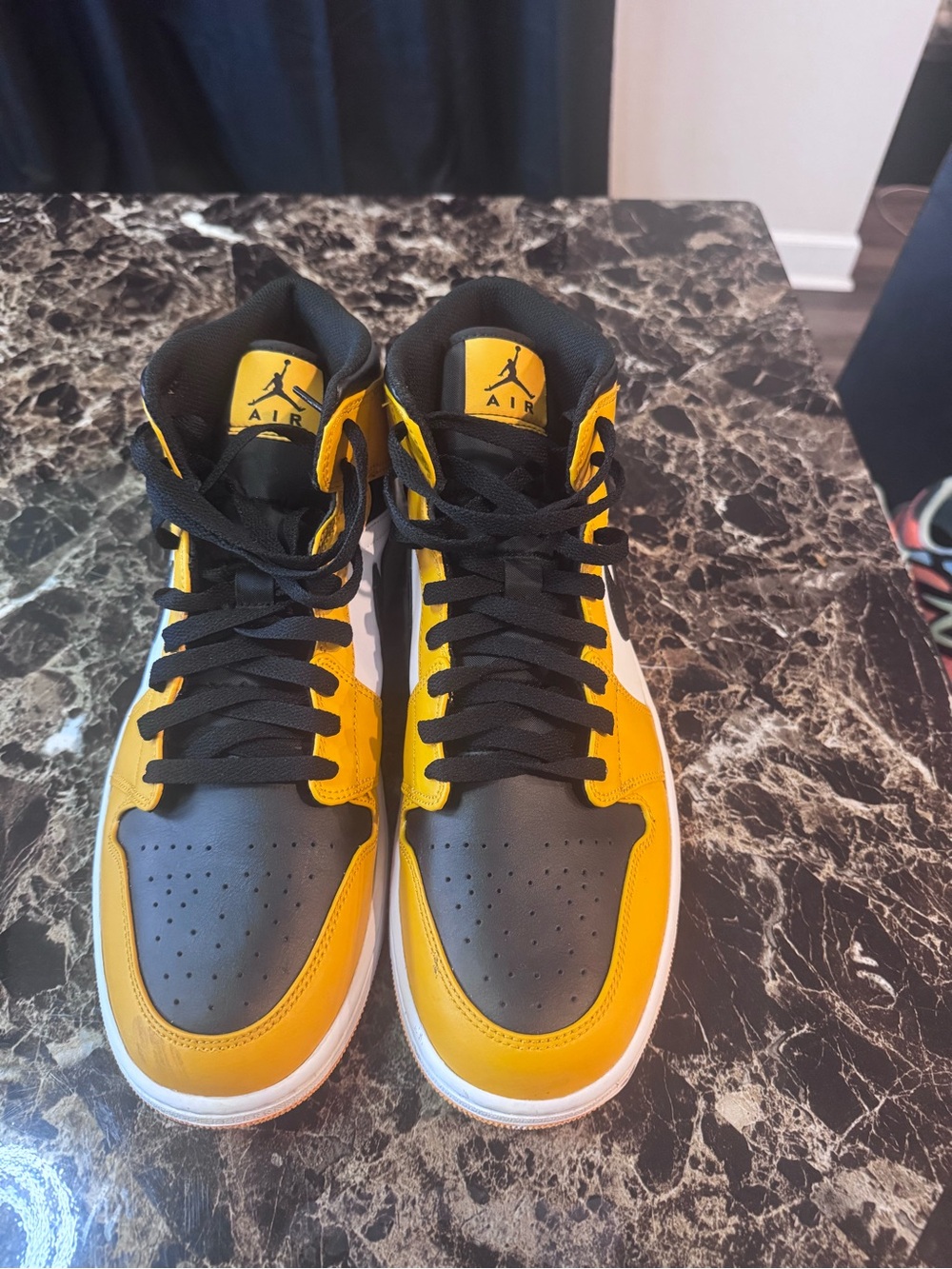 Jordan Men’s High-Top Sneakers in Black, Yellow and White